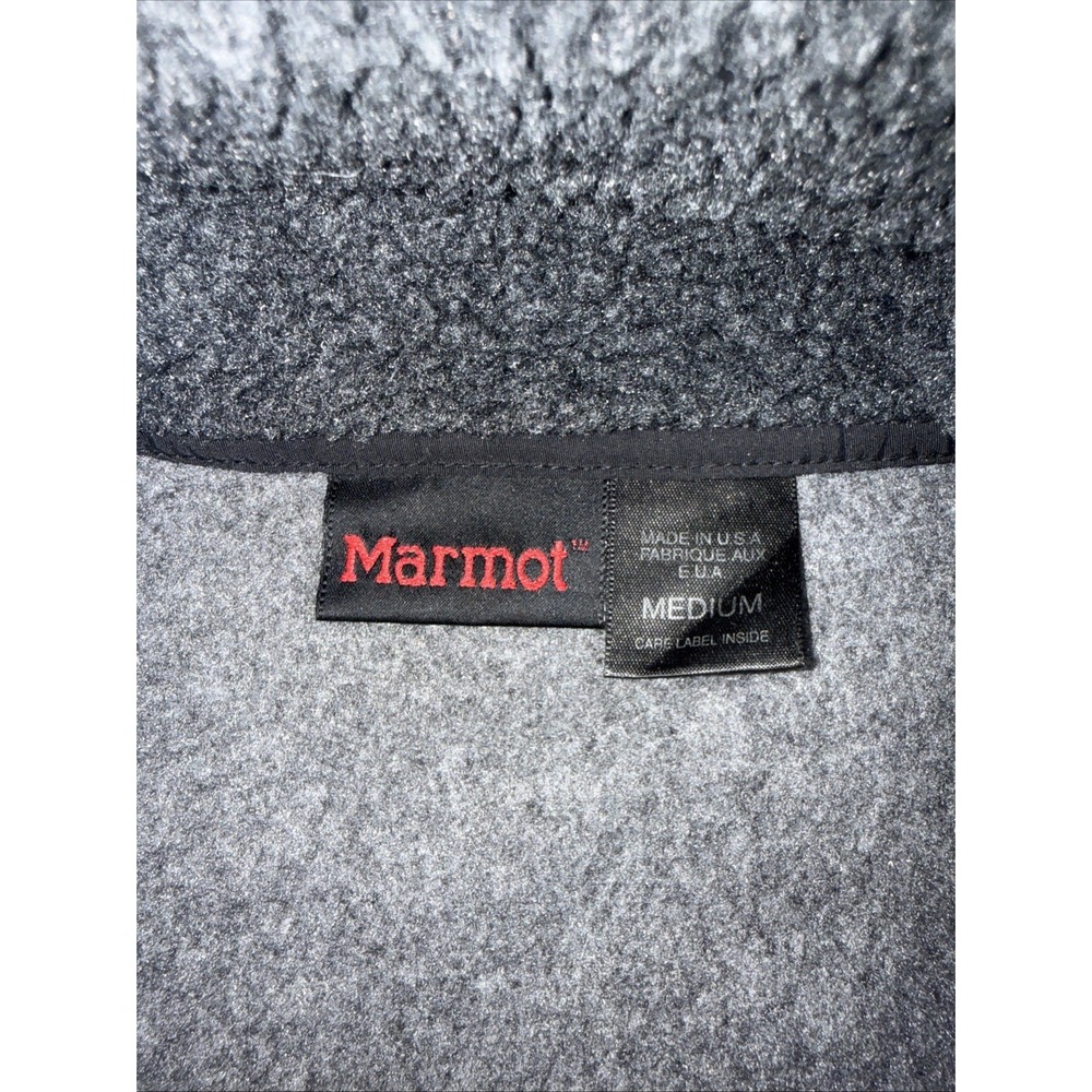 Marmot Vest Mens Medium Gray Black Polartec Fleece Lined Full Zip Hand‎ Pockets - Picture 5 of 10